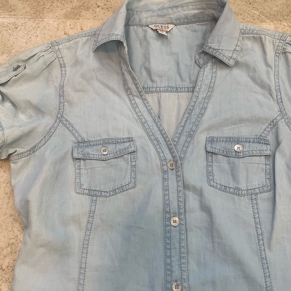 Guess | Short Sleeve Denim Button Down Shirt - Picture 3 of 6
